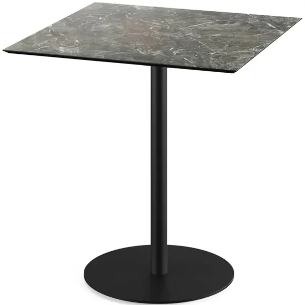 Inklapbare Tafel | URBAN | HPL/RVS | Marmerlook Blad | Zwart Frame | In-/Outdoor | 700x700x732(h)mm