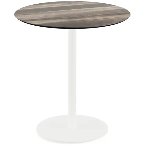 Inklapbare Tafel | URBAN | HPL/RVS | Houtlook Blad | Wit Frame | In-/Outdoor | Ø700x732(h)mm