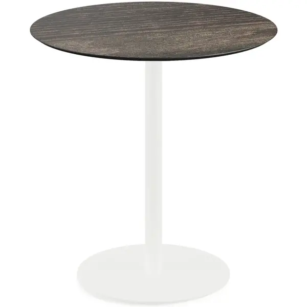 Inklapbare Tafel | URBAN | HPL/RVS | Houtlook Blad | Wit Frame | In-/Outdoor | Ø700x732(h)mm