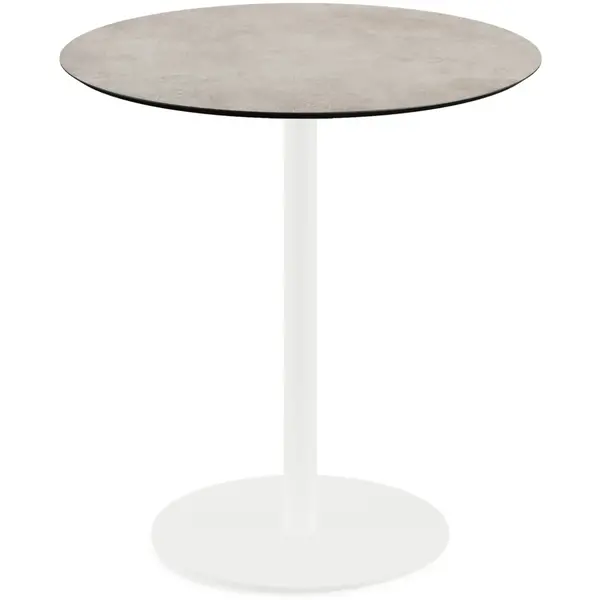 Inklapbare Tafel | URBAN | HPL/RVS | Steenlook Blad | Wit Frame | In-/Outdoor | Ø700x732(h)mm