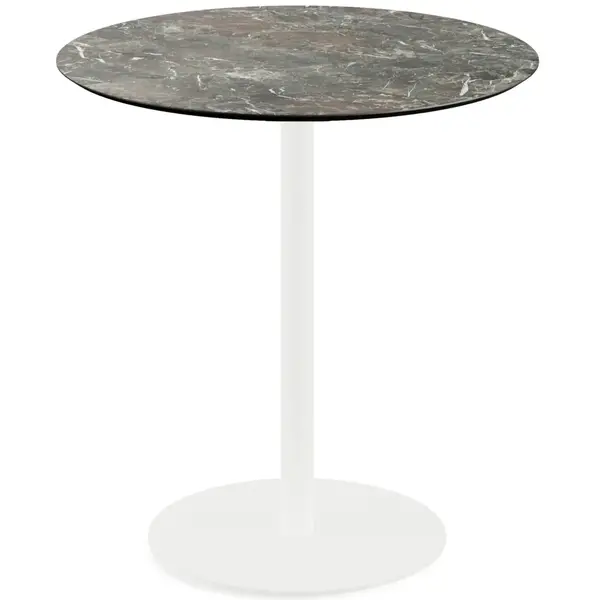 Inklapbare Tafel | URBAN | HPL/RVS | Marmerlook Blad | Wit Frame | In-/Outdoor | Ø700x732(h)mm