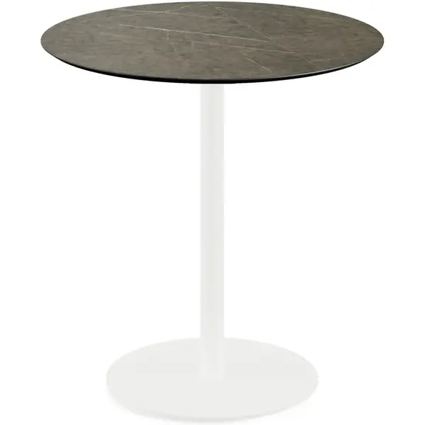 Inklapbare Tafel | URBAN | HPL/RVS | Marmerlook Blad | Wit Frame | In-/Outdoor | Ø700x732(h)mm
