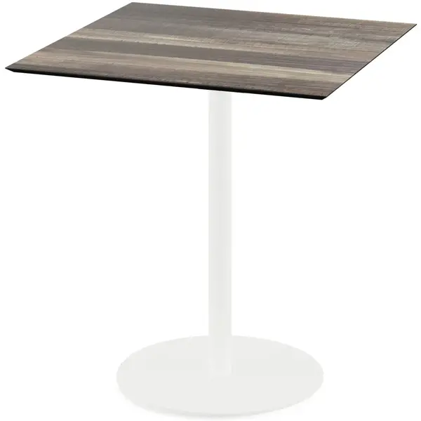 Inklapbare Tafel | URBAN | HPL/RVS | Houtlook Blad | Wit Frame | In-/Outdoor | 700x700x732(h)mm