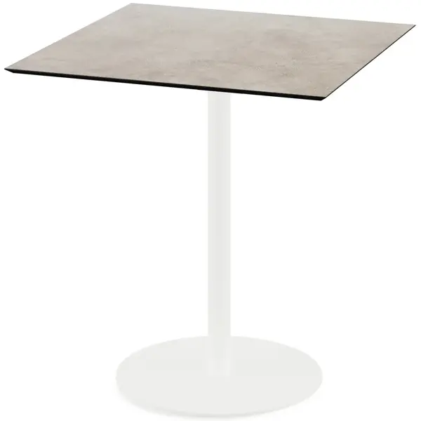 Inklapbare Tafel | URBAN | HPL/RVS | Steenlook Blad | Wit Frame | In-/Outdoor | 700x700x732(h)mm