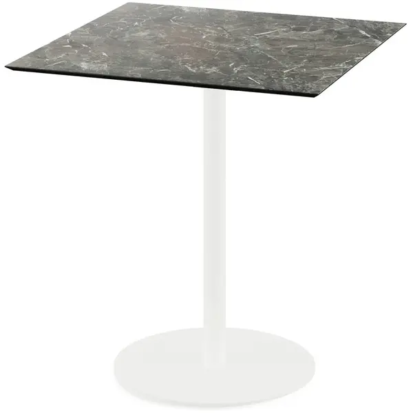 Inklapbare Tafel | URBAN | HPL/RVS | Marmerlook Blad | Wit Frame | In-/Outdoor | 700x700x732(h)mm