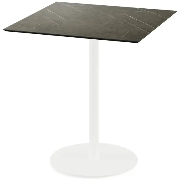 Inklapbare Tafel | URBAN | HPL/RVS | Marmerlook Blad | Wit Frame | In-/Outdoor | 700x700x732(h)mm
