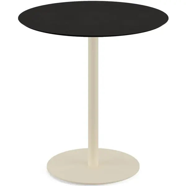 Inklapbare Tafel | URBAN | HPL/RVS | Zwart Blad | Zandkleurig Frame | In-/Outdoor | Ø700x732(h)mm