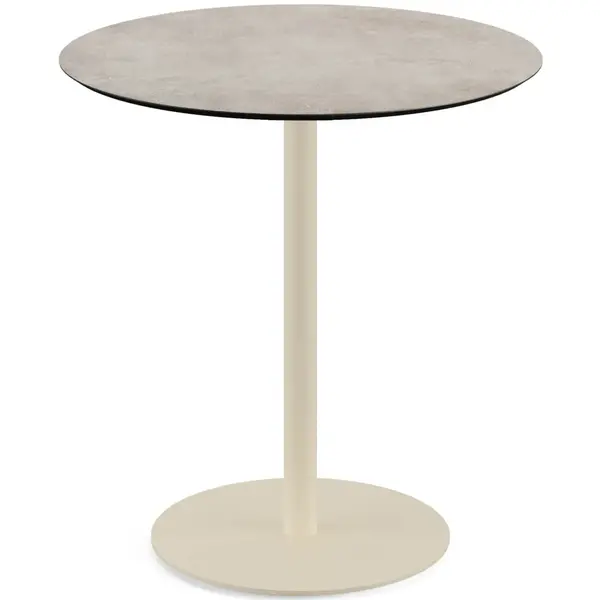 Inklapbare Tafel | URBAN | HPL/RVS | Steenlook Blad | Zandkleurig Frame | In-/Outdoor | Ø700x732(h)mm