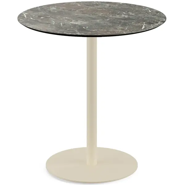 Inklapbare Tafel | URBAN | HPL/RVS | Marmerlook Blad | Zandkleurig Frame | In-/Outdoor | Ø700x732(h)mm