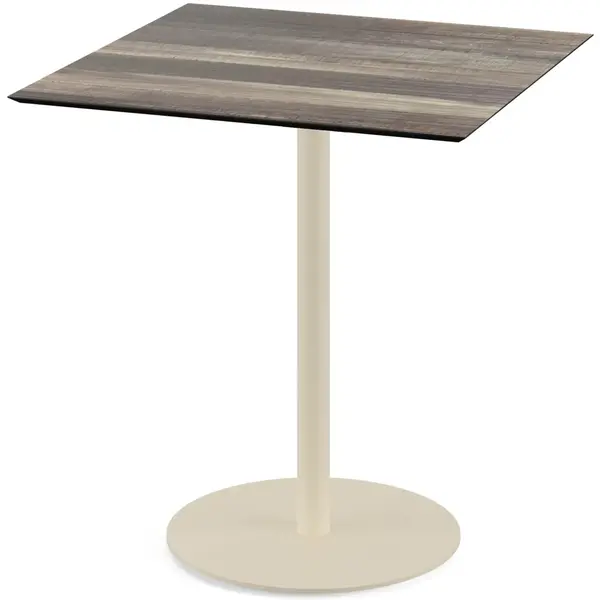 Inklapbare Tafel | URBAN | HPL/RVS | Houtlook Blad | Zandkleurig Frame | In-/Outdoor | 700x700x732(h)mm