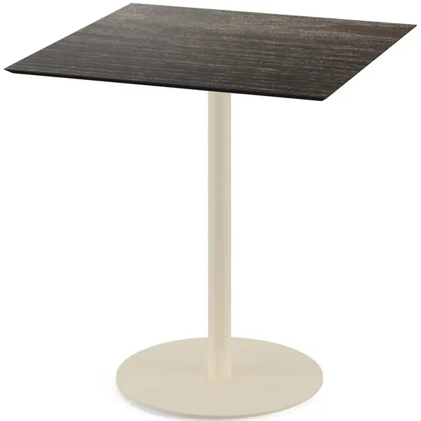 Inklapbare Tafel | URBAN | HPL/RVS | Houtlook Blad | Zandkleurig Frame | In-/Outdoor | 700x700x732(h)mm