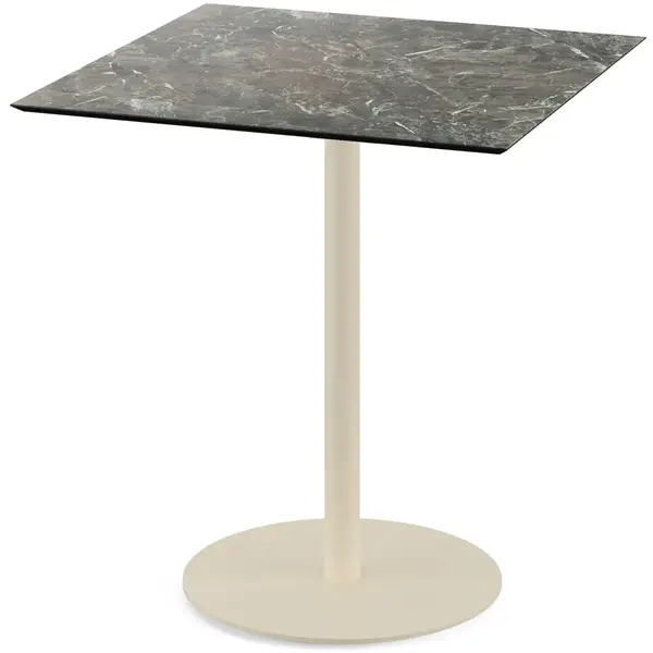 Inklapbare Tafel | URBAN | HPL/RVS | Marmerlook Blad | Zandkleurig Frame | In-/Outdoor | 700x700x732(h)mm