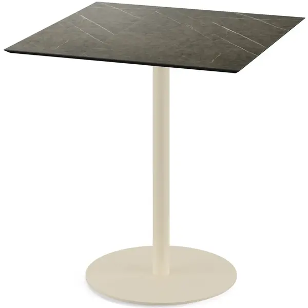 Inklapbare Tafel | URBAN | HPL/RVS | Marmerlook Blad | Zandkleurig Frame | In-/Outdoor | 700x700x732(h)mm