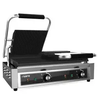 Saro Contact-/Paninigrill | PG-SERIE | Dubbel | Glad/Gegroefd Oppervlak 480x230 (Gietijzer) | 50°C/300°C | 3.6kW (230V) | 580x384x203(h)mm