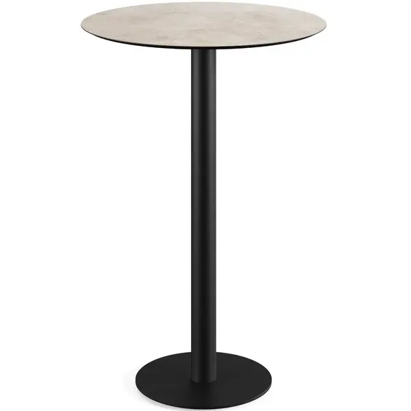 Inklapbare Statafel | URBAN | HPL/RVS | Steenlook Blad | Zwart Frame | In-/Outdoor | Ø700x1092(h)mm