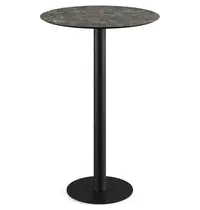 VEBA Inklapbare Statafel | URBAN | HPL/RVS | Marmerlook Blad | Zwart Frame | In-/Outdoor | Ø700x1092(h)mm