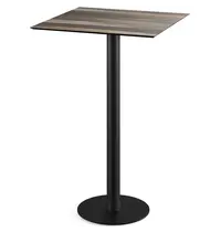 VEBA Inklapbare Statafel | URBAN | HPL/RVS | Houtlook Blad | Zwart Frame | In-/Outdoor | 700x700x1092(h)mm