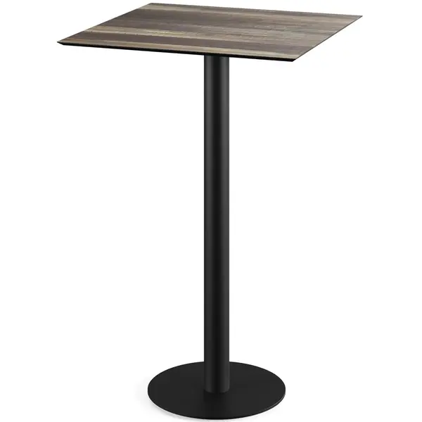 Inklapbare Statafel | URBAN | HPL/RVS | Houtlook Blad | Zwart Frame | In-/Outdoor | 700x700x1092(h)mm