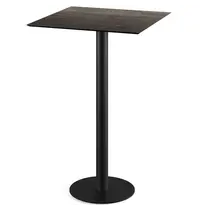 VEBA Inklapbare Statafel | URBAN | HPL/RVS | Houtlook Blad | Zwart Frame | In-/Outdoor | 700x700x1092(h)mm