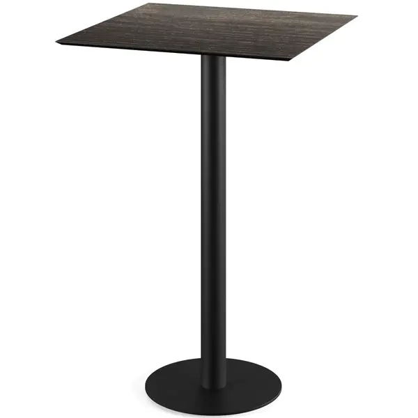 Inklapbare Statafel | URBAN | HPL/RVS | Houtlook Blad | Zwart Frame | In-/Outdoor | 700x700x1092(h)mm