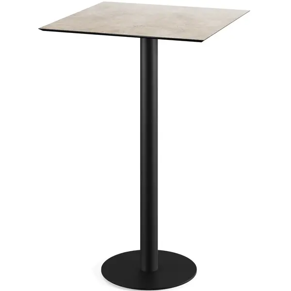 Inklapbare Statafel | URBAN | HPL/RVS | Steenlook Blad | Zwart Frame | In-/Outdoor | 700x700x1092(h)mm