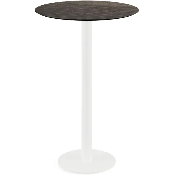 Inklapbare Statafel | URBAN | HPL/RVS | Houtlook Blad | Wit Frame | In-/Outdoor | Ø700x1092(h)mm