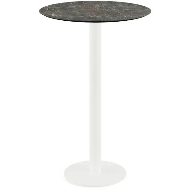 Inklapbare Statafel | URBAN | HPL/RVS | Marmerlook Blad | Wit Frame | In-/Outdoor | Ø700x1092(h)mm