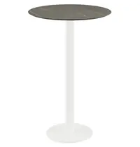 VEBA Inklapbare Statafel | URBAN | HPL/RVS | Marmerlook Blad | Wit Frame | In-/Outdoor | Ø700x1092(h)mm