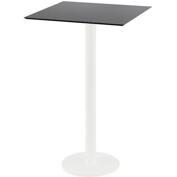 Inklapbare Statafel | URBAN | HPL/RVS | Zwart Blad | Wit Frame | In-/Outdoor | 700x700x1092(h)mm