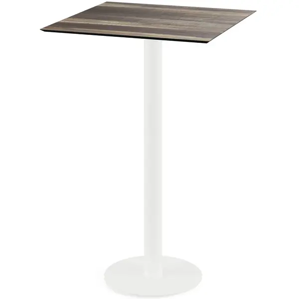 Inklapbare Statafel | URBAN | HPL/RVS | Houtlook Blad | Wit Frame | In-/Outdoor | 700x700x1092(h)mm