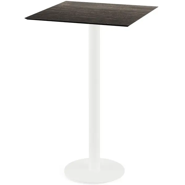 Inklapbare Statafel | URBAN | HPL/RVS | Houtlook Blad | Wit Frame | In-/Outdoor | 700x700x1092(h)mm