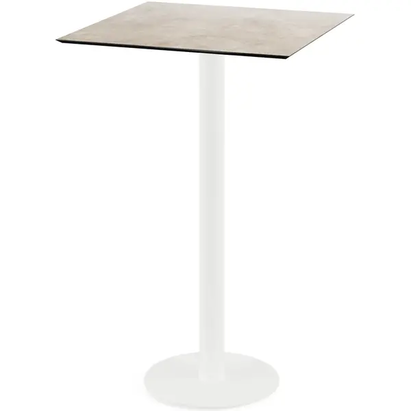 Inklapbare Statafel | URBAN | HPL/RVS | Steenlook Blad | Wit Frame | In-/Outdoor | 700x700x1092(h)mm