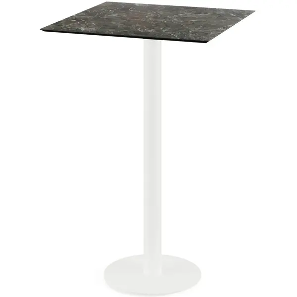 Inklapbare Statafel | URBAN | HPL/RVS | Marmerlook Blad | Wit Frame | In-/Outdoor | 700x700x1092(h)mm