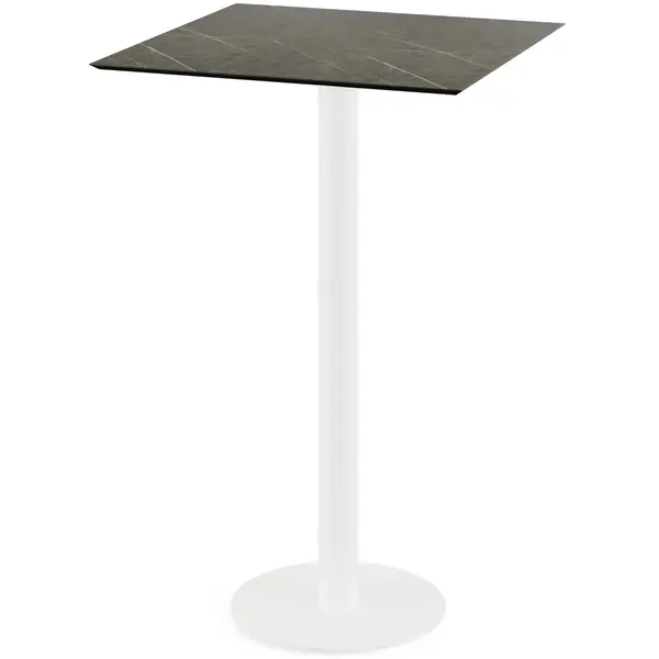 Inklapbare Statafel | URBAN | HPL/RVS | Marmerlook Blad | Wit Frame | In-/Outdoor | 700x700x1092(h)mm