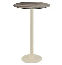 VEBA Statafel | URBAN | HPL/RVS | Houtlook Blad | Zandkleurig Frame | In-/Outdoor | Ø700x1092(h)mm