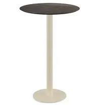 VEBA Statafel | URBAN | HPL/RVS | Houtlook Blad | Zandkleurig Frame | In-/Outdoor | Ø700x1092(h)mm