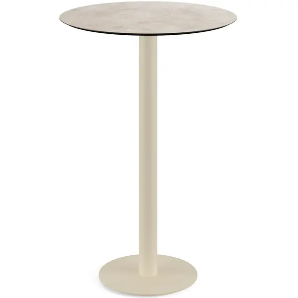 Statafel | URBAN | HPL/RVS | Steenlook Blad | Zandkleurig Frame | In-/Outdoor | Ø700x1092(h)mm
