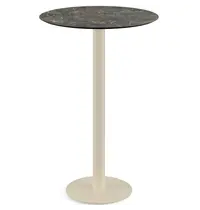 VEBA Statafel | URBAN | HPL/RVS | Marmerlook Blad | Zandkleurig Frame | In-/Outdoor | Ø700x1092(h)mm