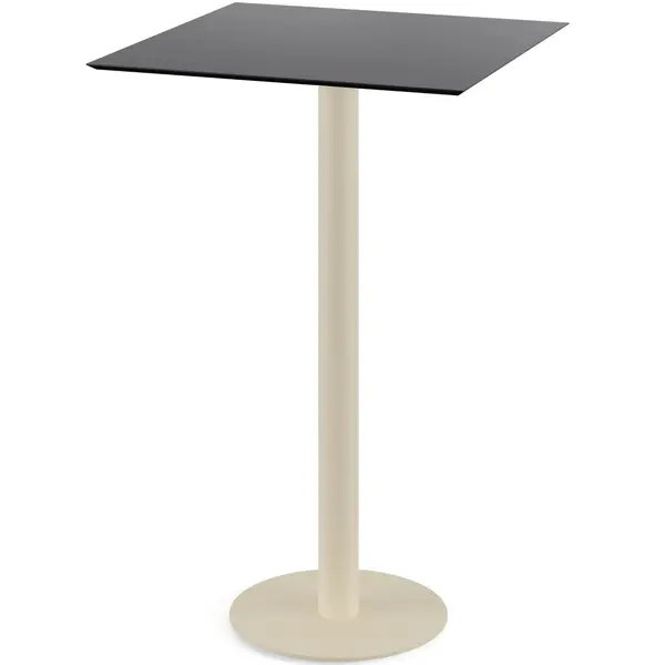 Statafel | URBAN | HPL/RVS | Zwart Blad | Zandkleurig Frame | In-/Outdoor | 700x700x1092(h)mm