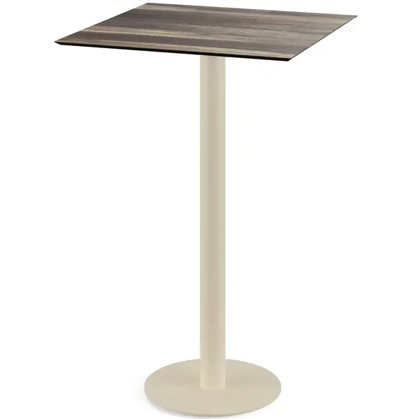 Statafel | URBAN | HPL/RVS | Houtlook Blad | Zandkleurig Frame | In-/Outdoor | 700x700x1092(h)mm