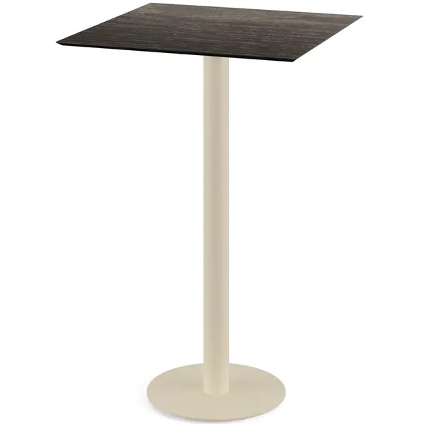 Statafel | URBAN | HPL/RVS | Houtlook Blad | Zandkleurig Frame | In-/Outdoor | 700x700x1092(h)mm