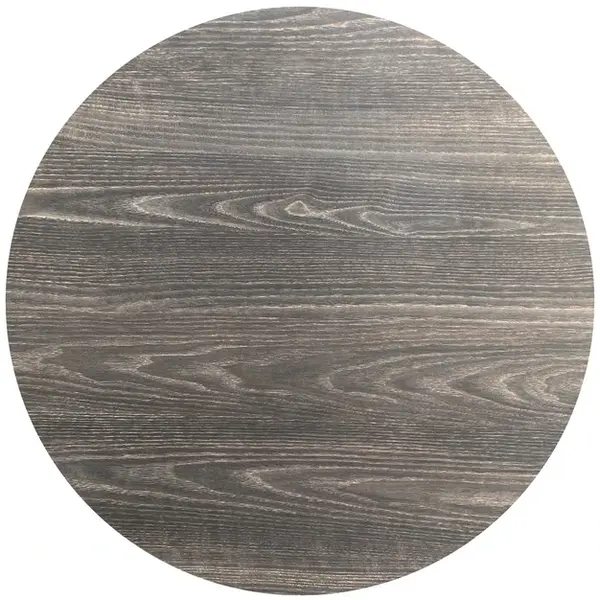Inklapbare Tafel | INFINITY | HPL/RVS | Houtlook Blad | Zwart Frame | In-/Outdoor | Ø700x740(h)mm