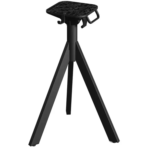 Inklapbare Tafel | INFINITY | HPL/RVS | Steenlook Blad | Zwart Frame | In-/Outdoor | Ø700x740(h)mm