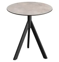VEBA Inklapbare Tafel | INFINITY | HPL/RVS | Steenlook Blad | Zwart Frame | In-/Outdoor | Ø700x740(h)mm