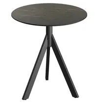 VEBA Inklapbare Tafel | INFINITY | HPL/RVS | Marmerlook Blad | Zwart Frame | In-/Outdoor | Ø700x740(h)mm