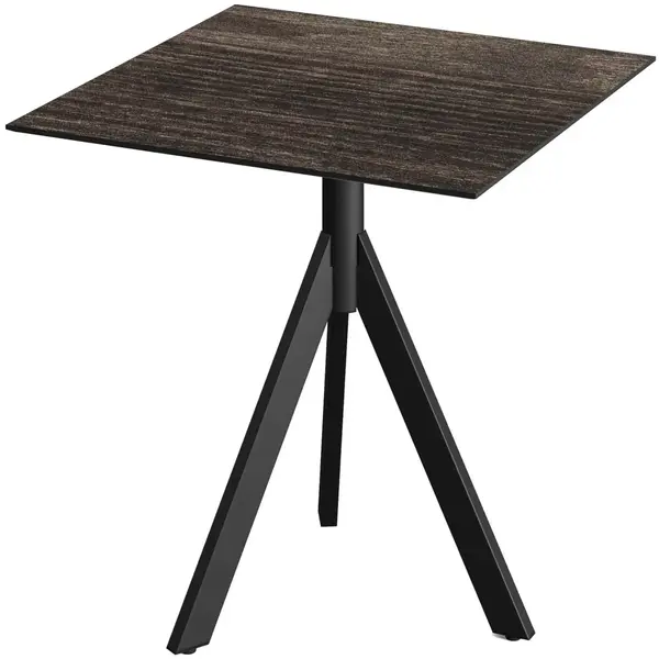 Inklapbare Tafel | INFINITY | HPL/RVS | Houtlook Blad | Zwart Frame | In-/Outdoor | 700x700x740(h)mm