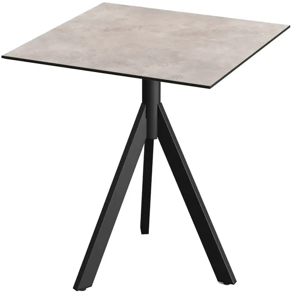 Inklapbare Tafel | INFINITY | HPL/RVS | Steenlook Blad | Zwart Frame | In-/Outdoor | 700x700x740(h)mm