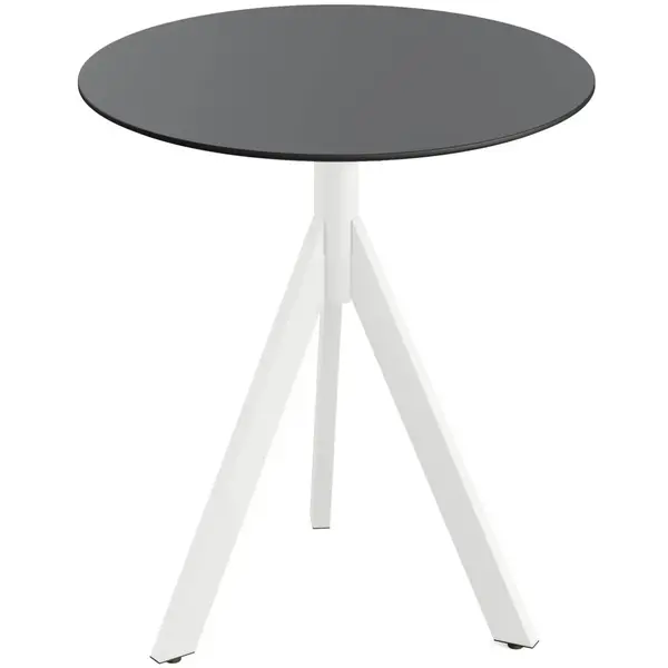 Inklapbare Tafel | INFINITY | HPL/RVS | Zwart Blad | Wit Frame | In-/Outdoor | Ø700x740(h)mm