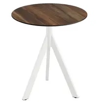VEBA Inklapbare Tafel | INFINITY | HPL/RVS | Houtlook Blad | Wit Frame | In-/Outdoor | Ø700x740(h)mm