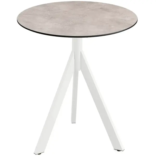Inklapbare Tafel | INFINITY | HPL/RVS | Steenlook Blad | Wit Frame | In-/Outdoor | Ø700x740(h)mm